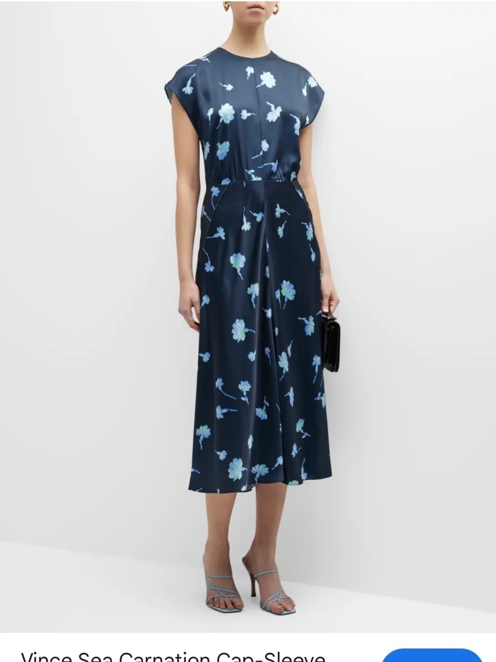 vince sea carnation cap sleeve midi dress